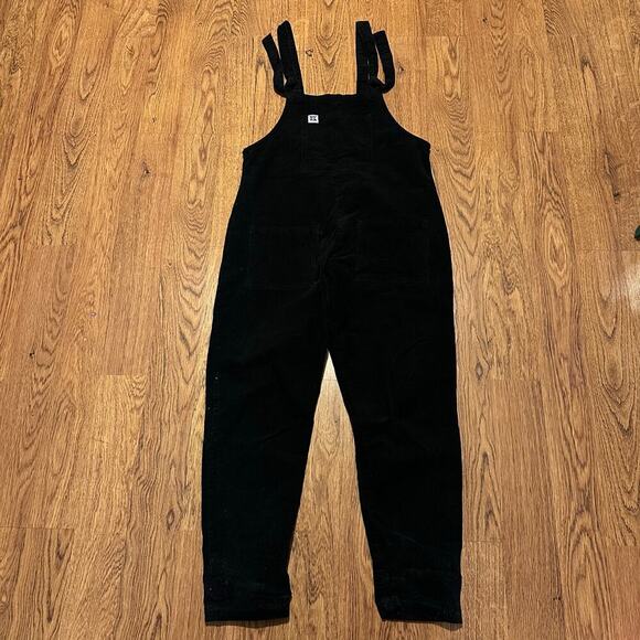 Lucy & Yak Black Corduroy Overalls Dungarees size small 30” tapered full - Picture 4 of 11